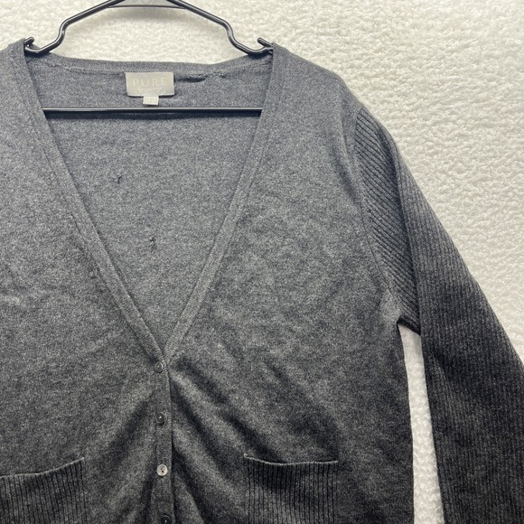 Pure Collection Cardigan Womens 12 Gray Wool Cashmere Long Sleeve Buttoned Fit - Picture 6 of 16